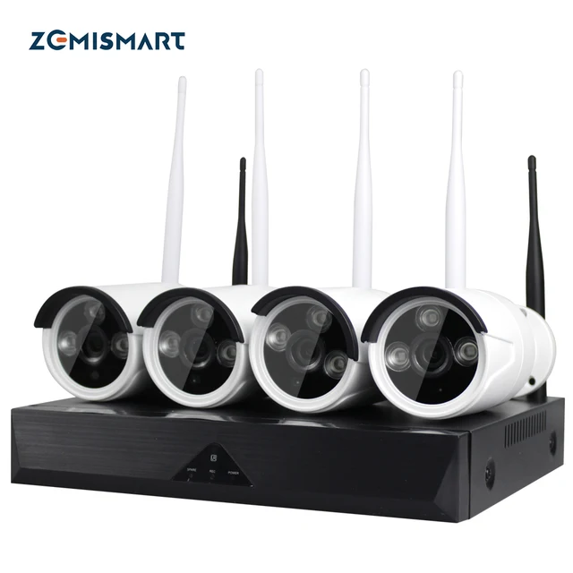 Zemismart 4 Pieces HD Tuya WiFi Security CCTV Outdoor Waterproof Camera Waterproof Night Vision 1080P Hard Disk Smart Life 1