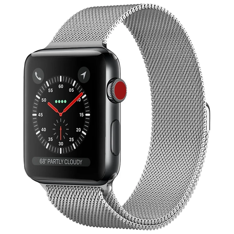 Миланский Браслет-петля, браслет из нержавеющей стали для Apple Watch, серия 1, 2, 3, 42 мм, 38 мм, металлический ремешок для iwatch 4, 5, 40, 44 мм, разноцветный - Цвет ремешка: Silver