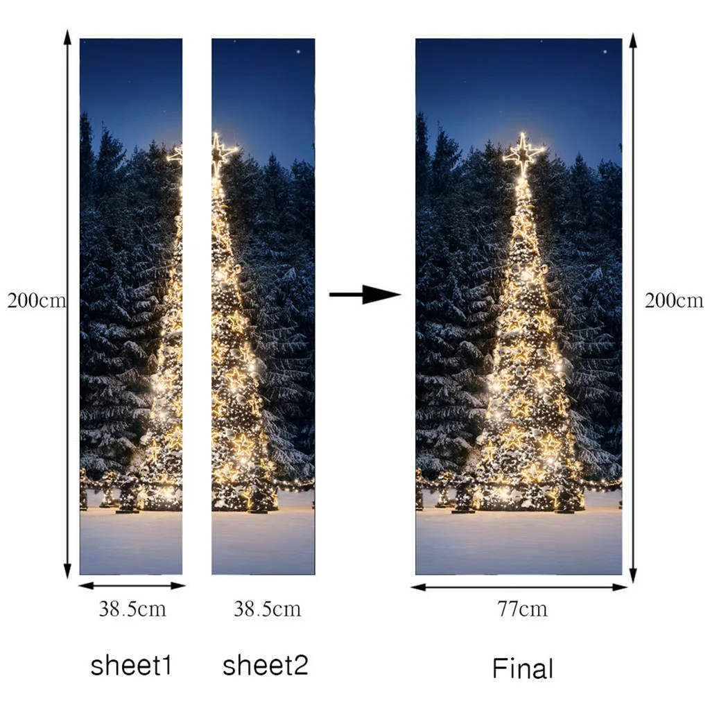 Christmas Decoration Door Stickers 3D Simulation Removable Wall Stickers Christmas Decorations for Home Door Stickers 19Oct09