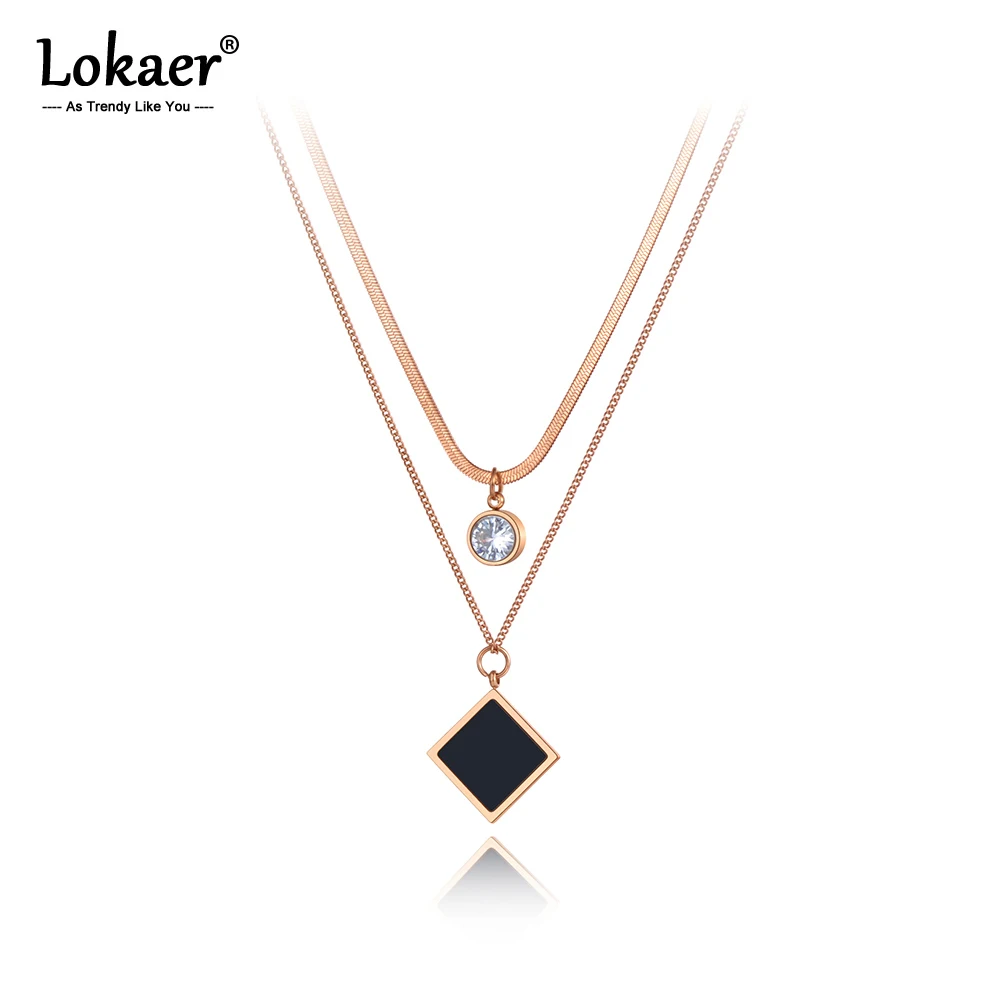 Цепочка Lokaer N20135 Женская ожерелье из нержавеющей стали с квадратной подвеской