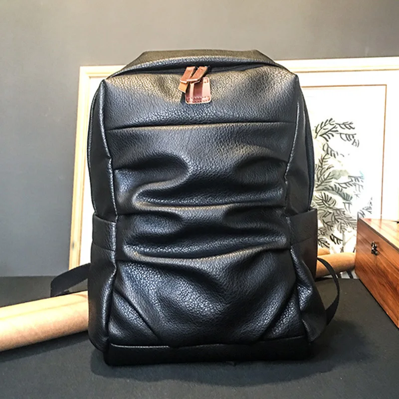 

2019 Korean version of outdoor travel men's backpack large capacity student schoolbag leisure backpack soft leather