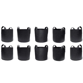 

10-Piece 5-Gallon Planting Bag - Thick Non-Woven Inflatable Fabric Tank Container with Heavy-Duty, Durable Handle for Garden Hou