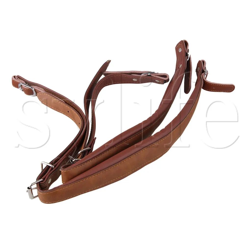 2Pcs Artificial Leather Adjustable Harness Strap Brown for Accordion |