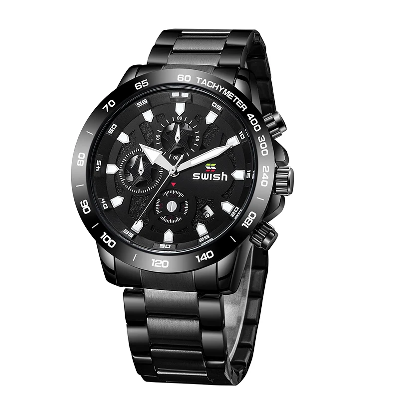 SWISH Модные Кварцевые спортивные мужские часы бизнес полностью стальные часы мужские s часы лучший бренд класса люкс водонепроницаемые часы