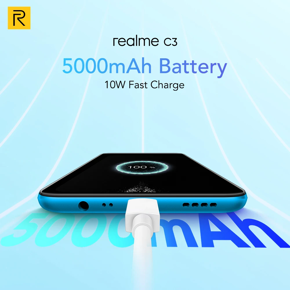 realme C3 Global Version 3GB RAM 32GB 64GB ROM Mobile Phone Helio G70 12MP AI Dual Camera 5000mAh Battery Mini-drop Fullscreen