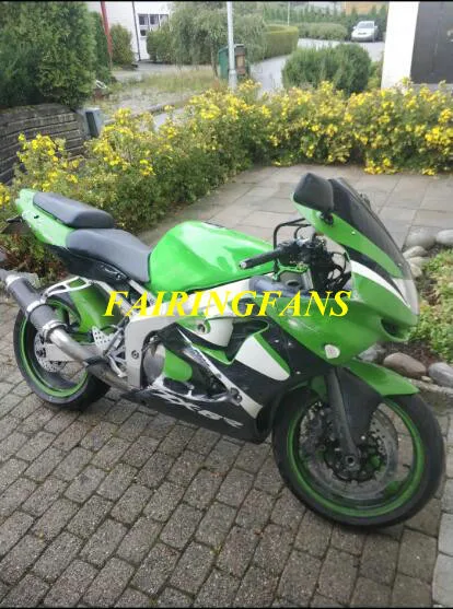 Мотоциклетный вставной обтекатель комплект для KAWASAKI Ninja ZX6R 636 00 01 02 ZX 6R 2000 2001 2002 зелено-черные Обтекатели Кузов+ подарки KA09