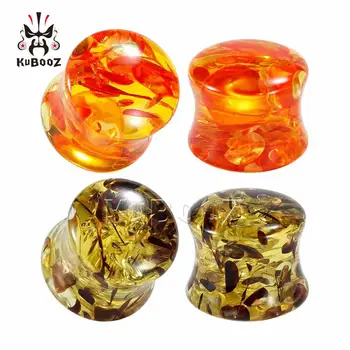

Amber Resin Saddle Style Ear Piercing Plugs Stretches earrings Expanders Simple Style Personal Jewelry for Men Women Pair Sell