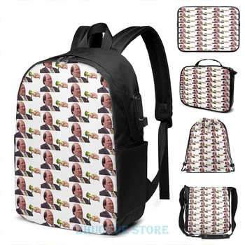 

Graphic print The Office Kevin Doesnt Like Broccoli USB Charge Backpack men School bags Women bag Travel laptop bag