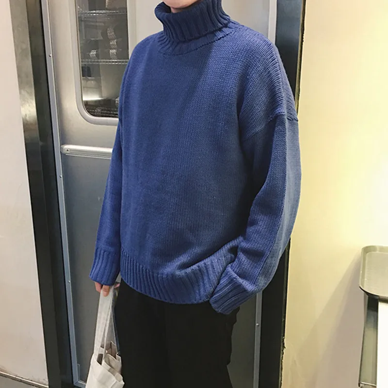 

Autumn Winter Casual Sweater Men O-Neck Knitwear Thick Warm Turtleneck Sweater Male Slim Pullover Solid Long Sleeve Men Clothing