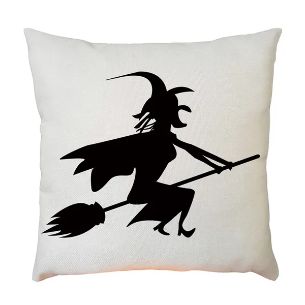 Square Horror Halloween Cushion Cover Linen Cotton Pillowcase Witch Pumpkin Castle Throw Waist Pillow Covers Home Decor Q3 - Цвет: N