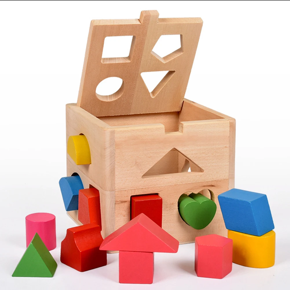 price cut  Wooden Early Learning Thirteen Holes Gift Intelligence Box Baby Cognitive Sorting Interesting Shape