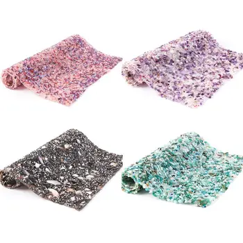 

Glitter Colorful Shell Stone Beads Trim Iron On Rhinestone Mesh Hotfix Sticker