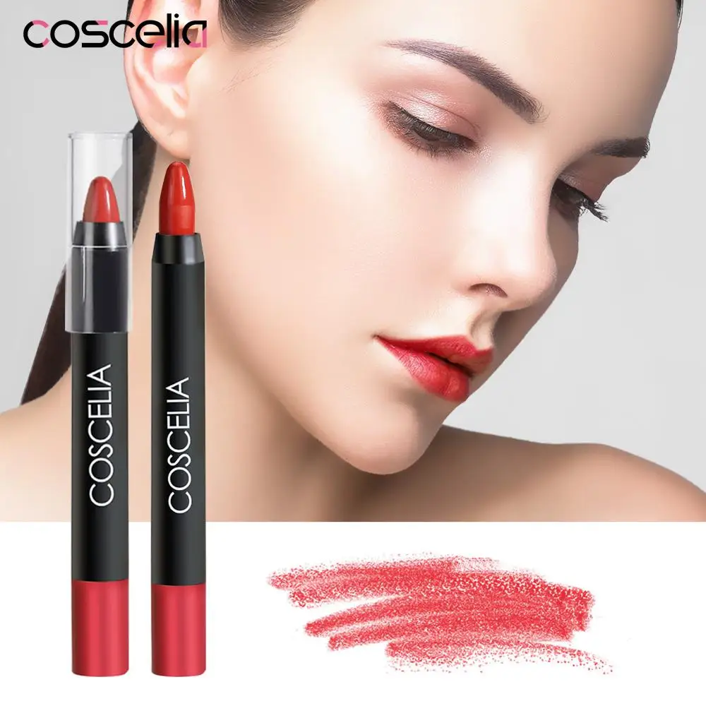 

COSCELIA 1 Pc Matte Lip Crayon Cosmetic Velvet Lipstick Pen 12 Colors Long-lasting Waterproof Lip Makeup Tool