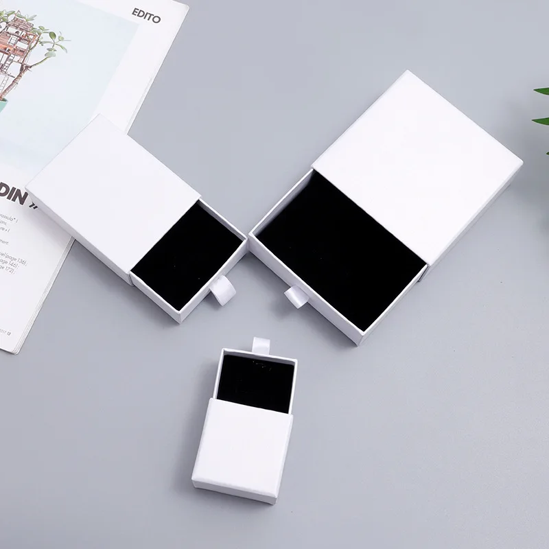 White Paper Gift Darwer Box Jewelry Display Organizer Storage Box Chic Jewerly Packaging Bulk Drawer Cardboard Box Custom