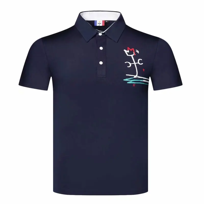 Спортивная одежда с коротким рукавом, дышащая футболка для гольфа, 4 цвета на выбор, одежда для гольфа, S-XXL, Повседневная рубашка для гольфа - Цвет: Dark blue