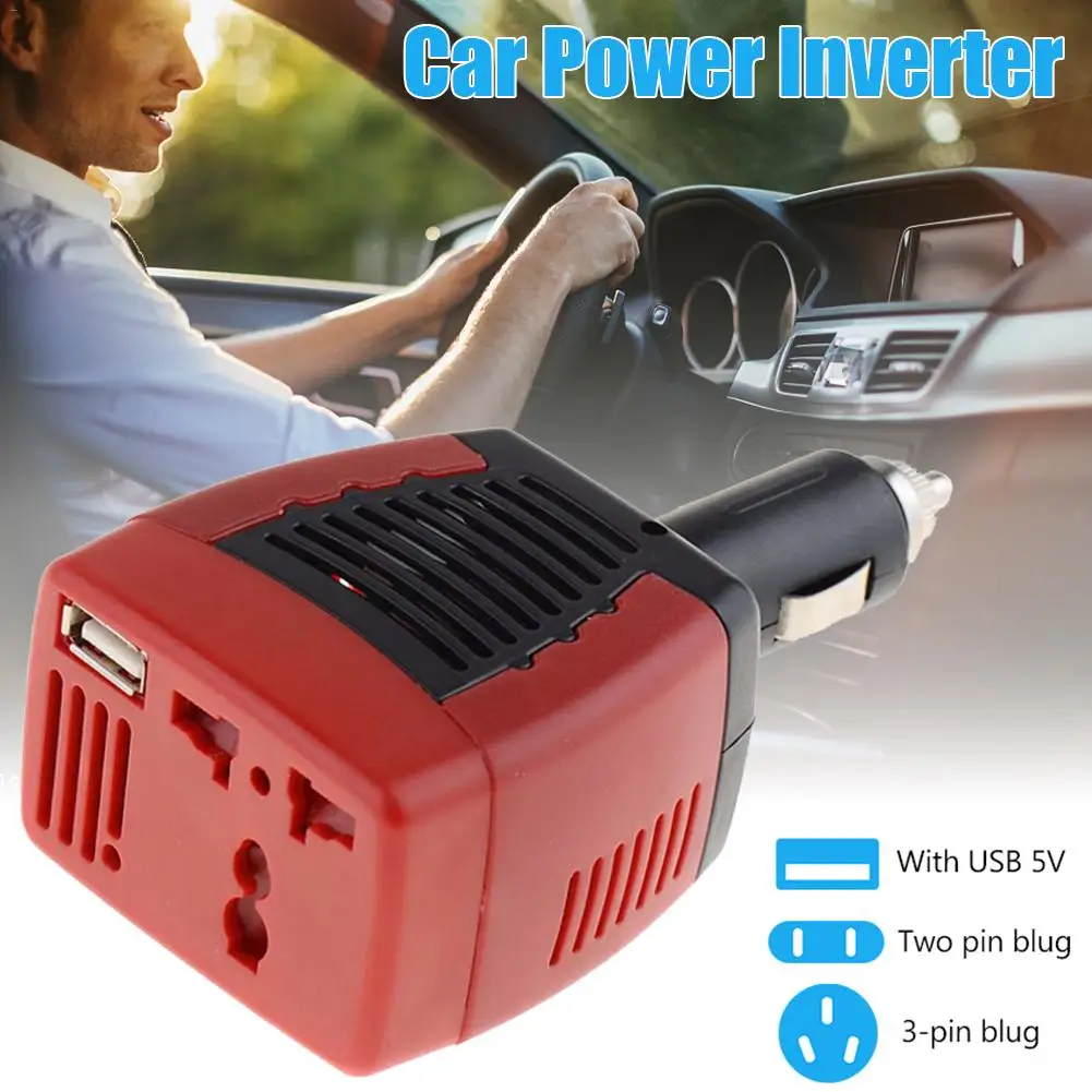 Car Power Inverter USB 2.1A 75w DC 12V AC 220V Converter Adapter With Cigarette Lighter Car Charger For Mobile Phone Laptop