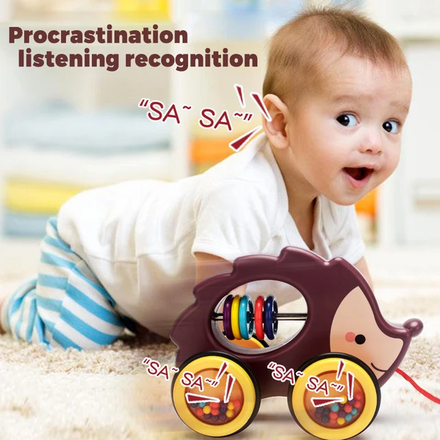 Children Drag Toy Car Baby Hand Rope Towing An Animal Cart Kindergarten Color Perception Puzzle Early Education Toddler Toys 2