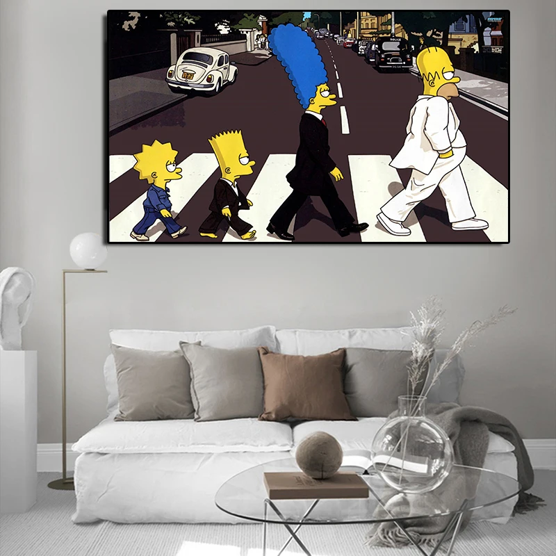Мультфильм Барт Simpsons фильм рисунок на холсте Homer Marge дорожные постеры и принты