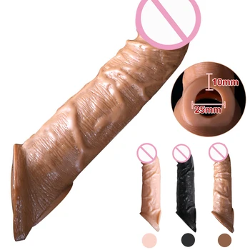 Réutilisable pénis manchon Extender réaliste pénis préservatif Silicone Extension Sex Toy pour hommes coq agrandisseur préservatif gaine retard