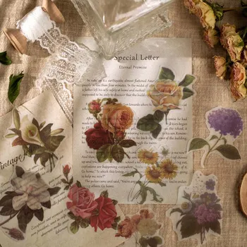 

60Pcs/Pack Retro Daisy Iris Eucalyptus Globulus Flower Serie Decorative Stationery Stickers Scrapbooking DIY Diary Album Stick