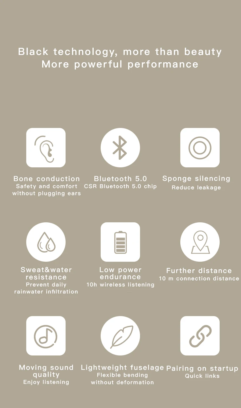 G100 Wireless Bluetooth Headphones Surround Sound Bone Conduction Earphones Waterproof Sport Noise Reduction Earbuds Earphone