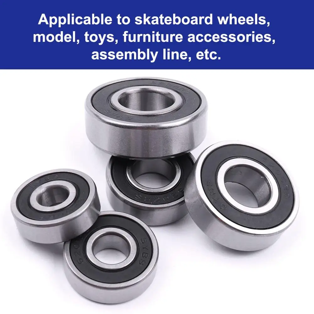 1PC Deep Groove Ball Bearing 6201/6202/6203/6204-2RS Steel Sealed Miniature Bearings Inner Diameter 12/15/17/20mm ball bearings