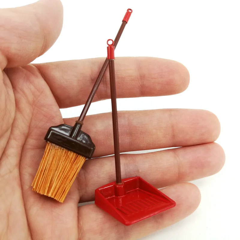 

Dollhouse Model [Red Broom Garbage Shovel] Scene Accessories Mini Kitchen Accessories