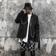 Осенняя новая Корейская версия свободного большого размера тренда в стране с металлической цепочкой Мужская Повседневная маленькая костюмная куртка