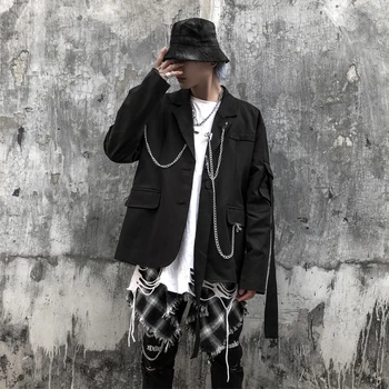 

2019 Autumn New Korean Version Of The Loose Large Size Trend Of The Country Tide Metal Chain Men's Casual Small Suit Jacket