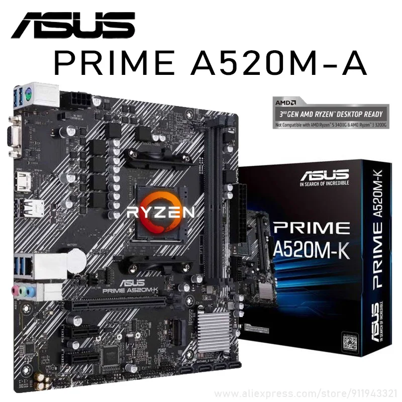 Asus PRIME A520M A AMD A520 Socket AM4 Motherboard PCI E 3.0 4 DDR4