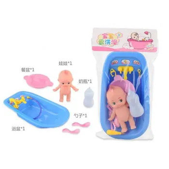 

HOT Baby Doll in Bath Tub With Shower Accessories Set Child Water Floating Toys Early Educational Classic Baby Pretend Role Play