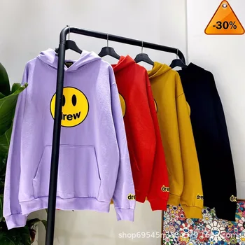 

2019fw Drew House Solid Color Hoodies Men Women Couples Drew Smile Face Printed Embroidery Justin Bieber Hoody Sweatshirts Men