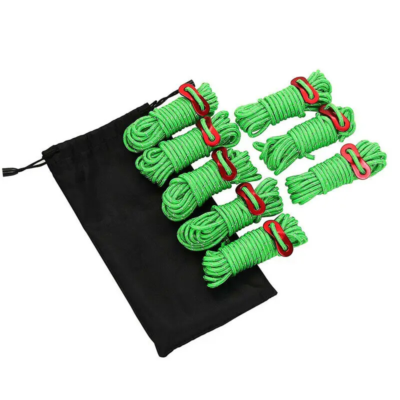 

8pcs Camping Tent Guy Rope Suitable For Most Camping Tents Outdoor Reflective Cord Line With Runners Guide
