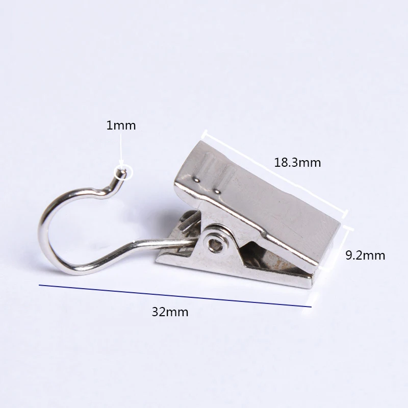20Pc/Set Window Shower Curtain Hook Clips Stainless Steel Drapery Clips Curtain Rings Clamps Decorative Accessories