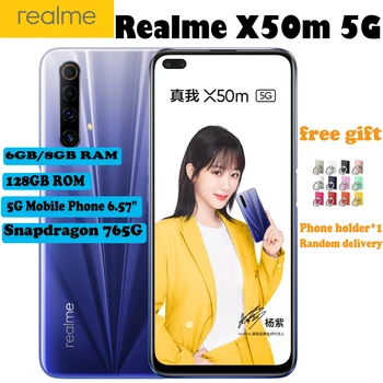 

New Realme X50m 5G Mobile Phone 6.57" 6GB/8GB RAM 128GB ROM Snapdragon 765G 120Hz Andorid 10 NFC Dual SIM Smart Phone