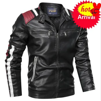 

Winter Leather Autumn Jacket Men PU jacket Coats Street Slim Fit Bomber Jacket Casual Men's fleece warm coat drop shipping