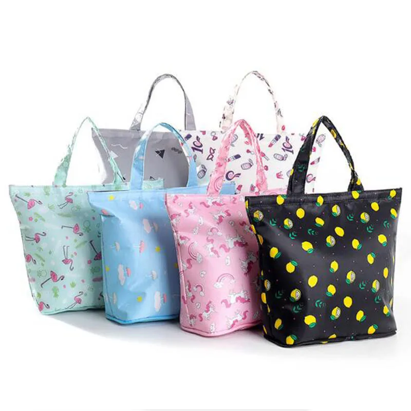 Модная печать Twill Оксфорд Пикник Ланч Tote плечо складная алюминиевая пленка теплоизолированная сумка-холодильник