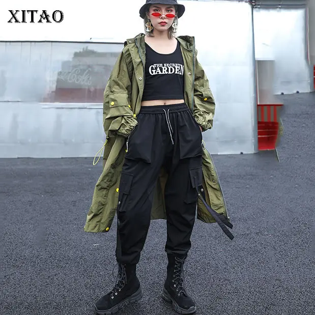 

XITAO High Waist Loose Cargo Pants Women Korea Fashion New 2019 Autumn Elastic Waist Elegant Small Fresh Street Style WLD2478