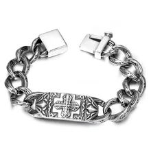 Винтаж крест звено цепи Для мужчин браслет мужской S. Сталь Для мужчин s Браслеты нержавеющей стали