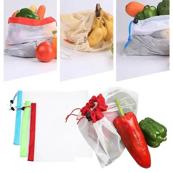 

Multi-Size Reusable Hanging Baskets Multifunction Reuseful Fruit Net Bag Reusable Mesh Produce Bags Kitchen Holder Case