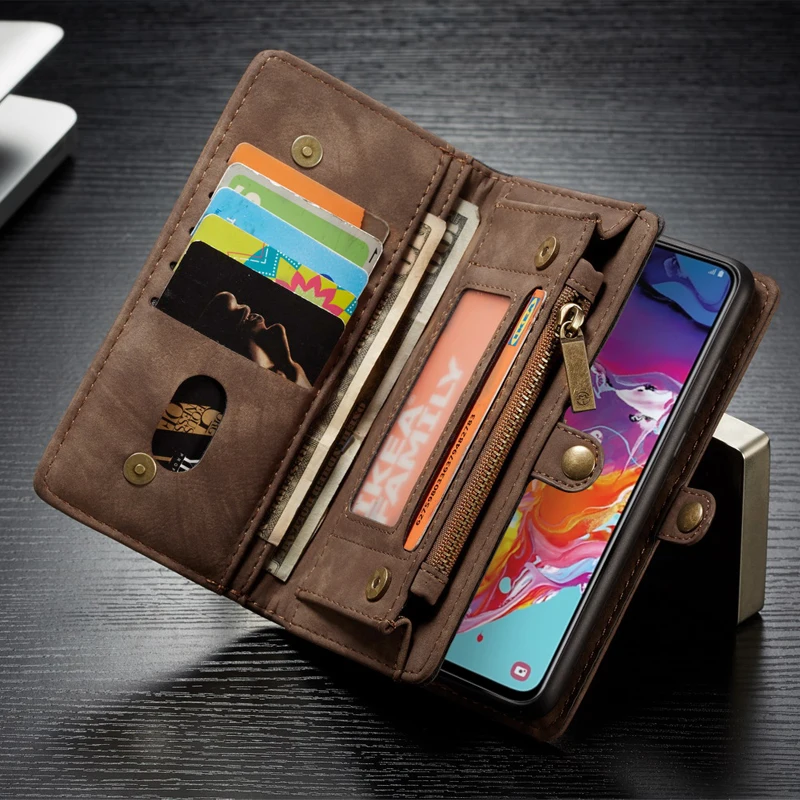 

Phone Case For Samsung Galaxy A80 A70 A50 A40 A30 A20 Multifunction Stand Leather Magnetic Flip Wallet Slot Separable Cover Case