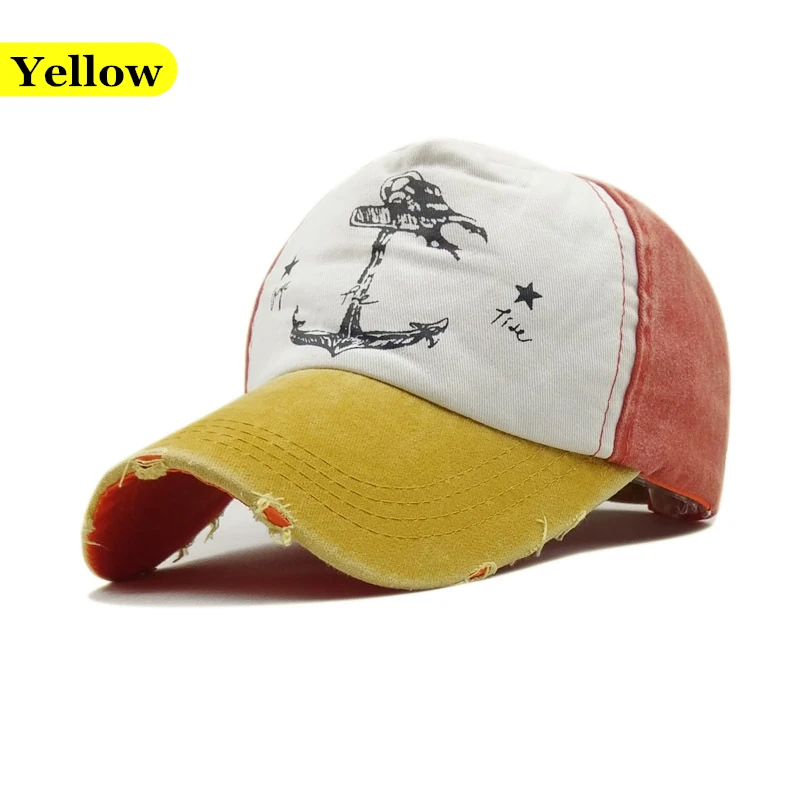 Помол сделать старый мыть Шляпы Пары snapback бейсбольная шапка мужская женская из чистого хлопка якорь пиратского корабля gorras Регулируемая Кепка - Цвет: 5
