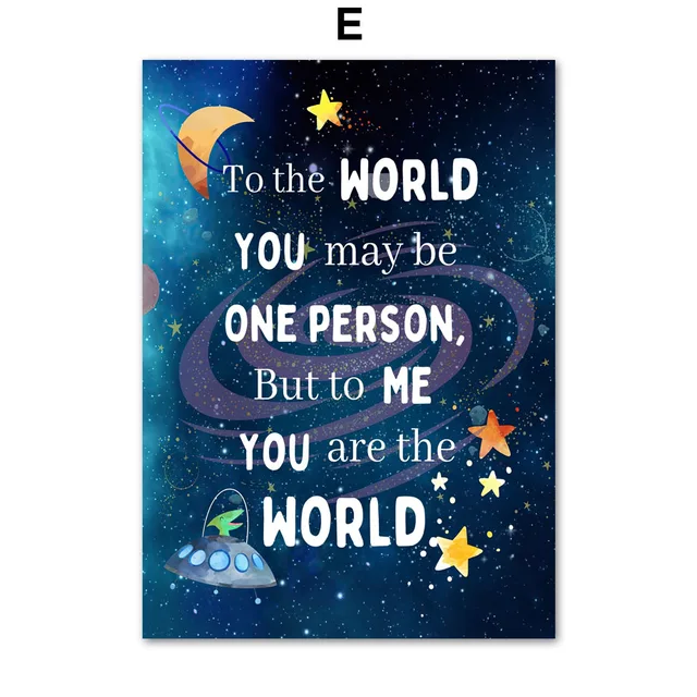 Space Dinosaur UFO Education Number Alphabet Nursery Wall Art Print Canvas Painting Nordic Poster Decor Pictures Baby Kids Room E