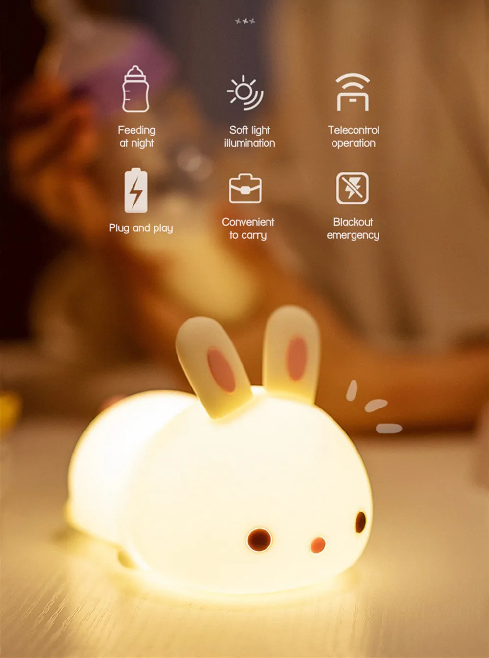 nite light Animal Night Light Silicone Deer Cloud Rabbit Cat Lamp Touch Sensor Remote Control RGB LED Night Lamp for Children Kid Baby Gift bathroom night light