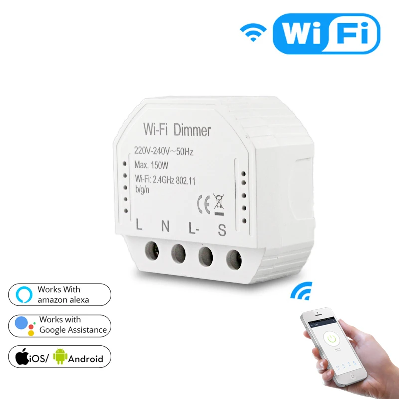 

Tuya DIY WiFi LED Dimmer Light Switch Universal Smart Life/Yours APP Remote Control 1/2 Way Switch Works with Alexa Google Home