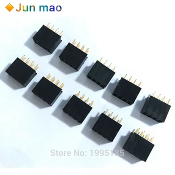 

100PCS 2x4 8 Pin 2.54mm Double Row Female Straight Header Pitch Socket Pin Strip 2*4 mm Pin Outlet 2 x 4 Female Header Connector