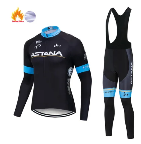Астана Велоспорт Джерси 9D велосипед брюки комплект Ropa Ciclismo мужские зимние тепловой флис pro Джерси Майо Одежда - Цвет: 8
