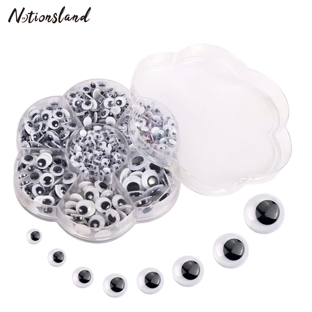 800pcs Movable Eyes Plastic Wiggle Eyes Assorted Sizes with Storage Box
