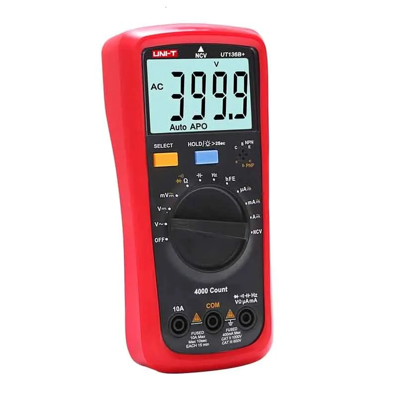 UNI-T UT136B+ Multimeter Digital multimeter tester AC DC Voltmeter Ammeter Ohm capacitance HFE Diode/transistor tester