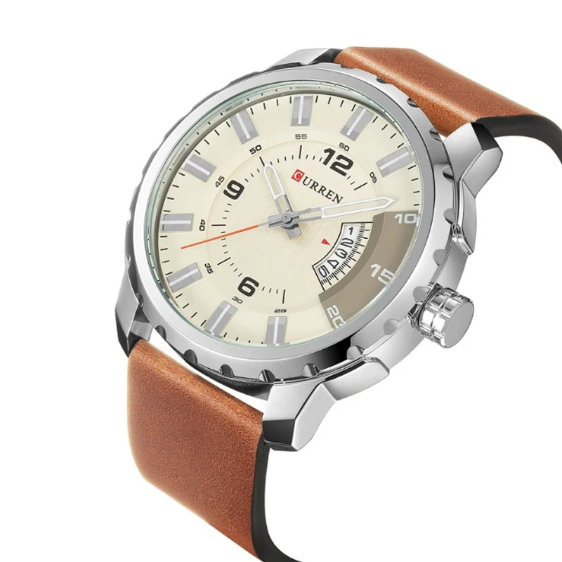 

New Style Watch Trend Big Dial Calendar Leather Strap Leisure Sports Quartz Watch Waterproof Brand Student Watch